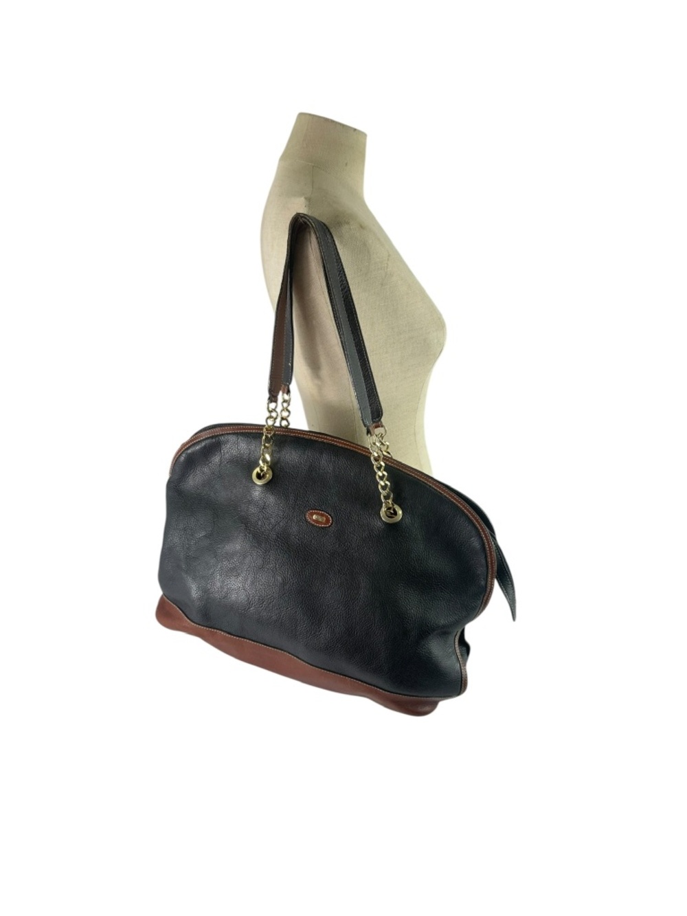 Genuine Vintage BALLY Black Pebbled Leather Shoulder Bag Purse Made In Italy